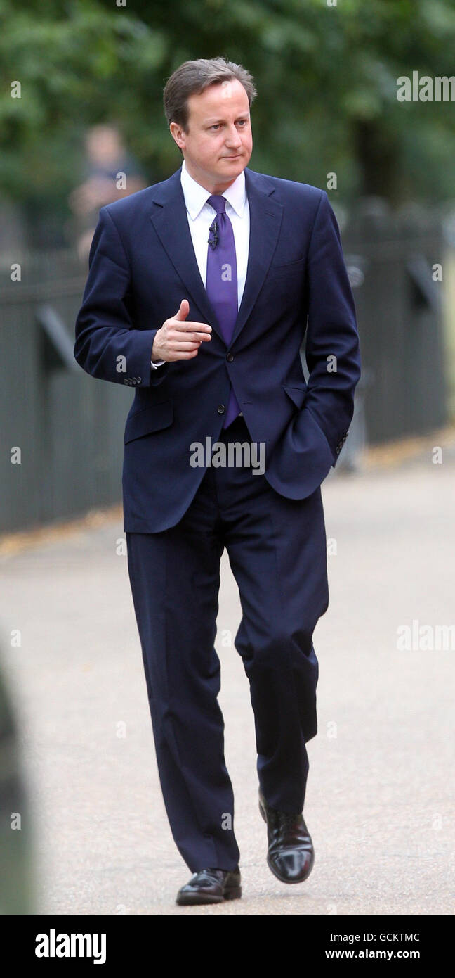 Prime Minister David Cameron arrives at the Serpentine Gallery in London to speak on tourism. Stock Photo