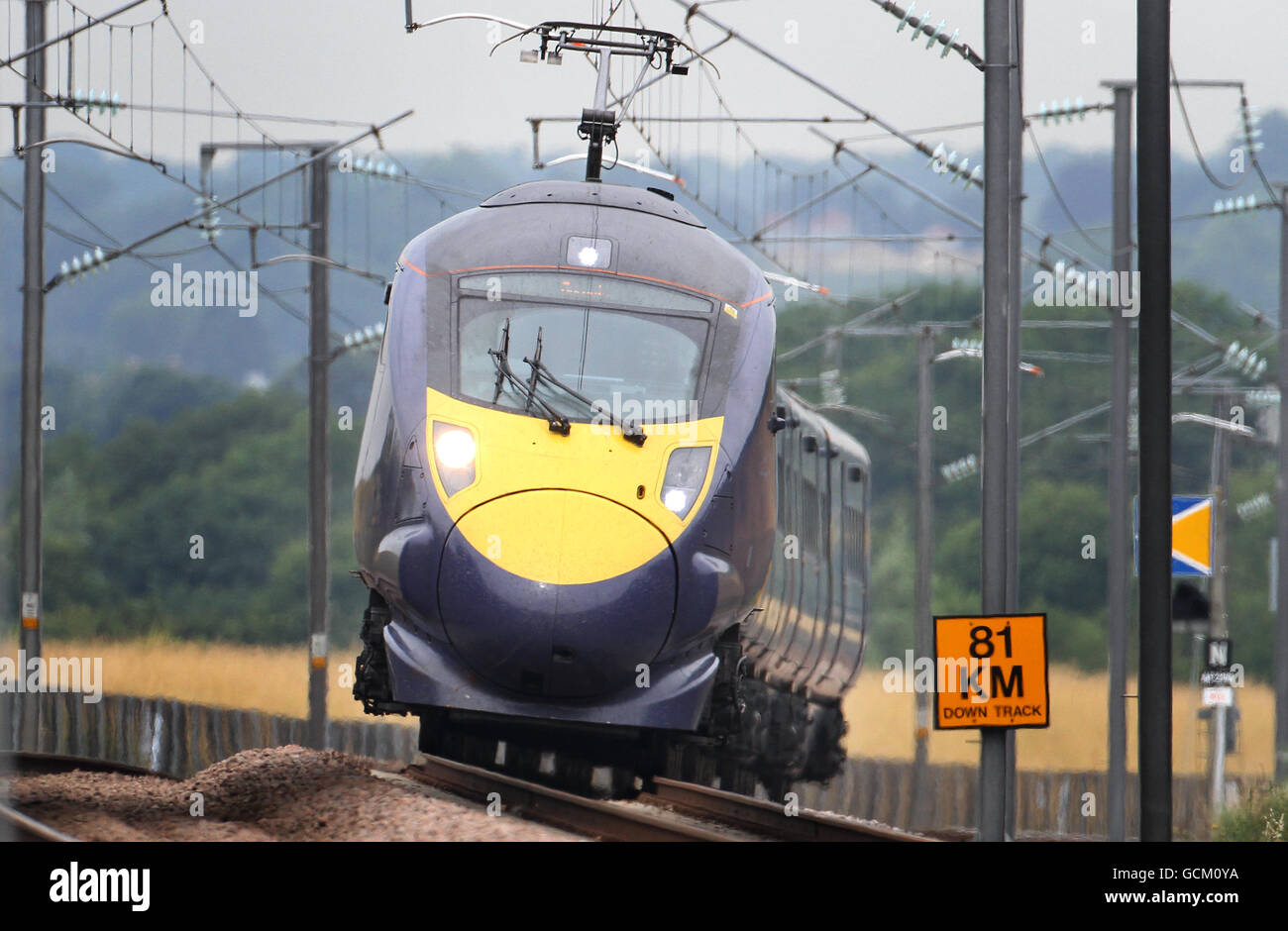 General view of a Hitachi Class 395 Javelin Train as it heads towards