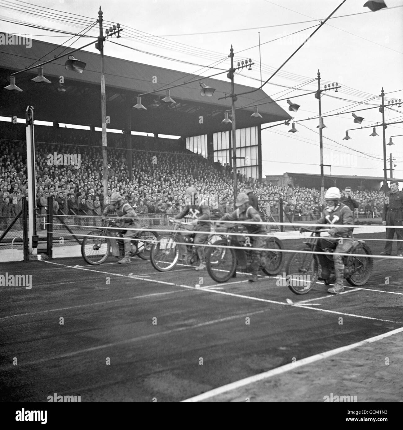 Speedway - New Cross Stadium. The starting gate in position at New Cross speedway track Stock Photo