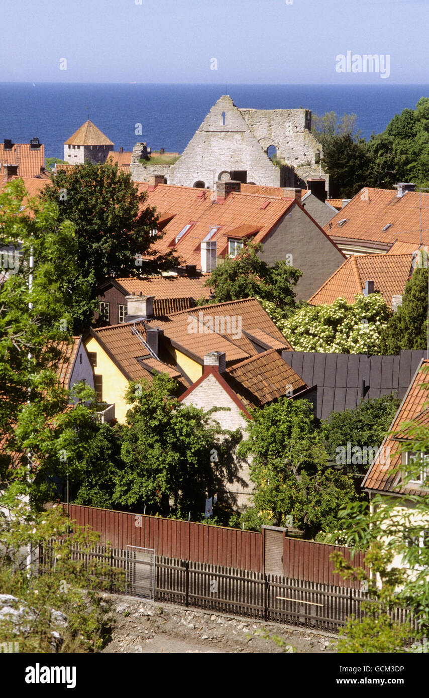 The city with its medieval houses Stock Photo