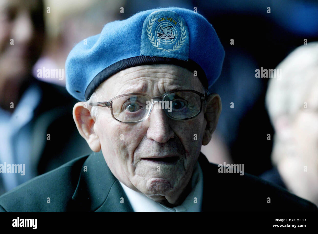 Patrick Bannon, 85, UN veteran who served in the Congo and Cyprus takes part in the commemoration of the 50th anniversary of the first deployment of Irish peacekeepers to the Congo at Casement Aerodrome, Baldonnel. Stock Photo