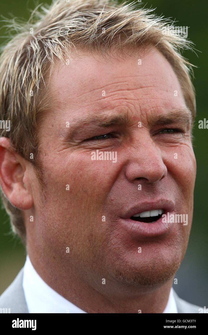 Shane Warne attends day one of the Glorious Goodwood Festival at