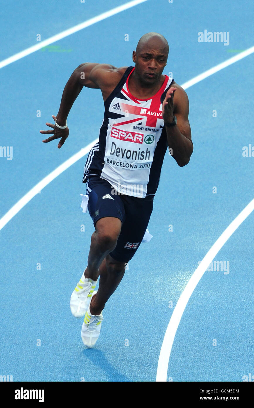 Athletics - IAAF European Championships 2010 - Day Three - Olympic Stadium. Marlon Devonish, Great Britain Stock Photo
