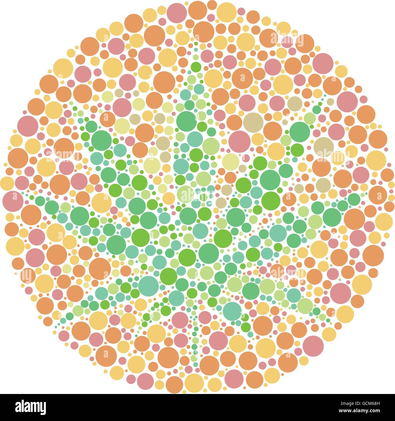 Ishihara color test plate with the shape of cannabis leaf. Vector Illustrator EPS 10. Stock Vector