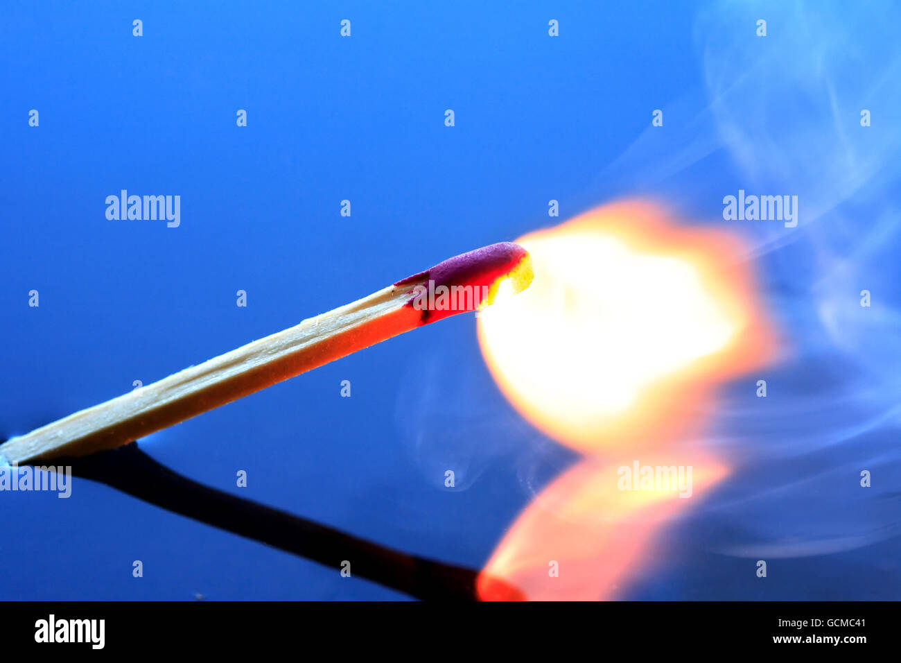 Closeup of one burning match above water surface Stock Photo Alamy