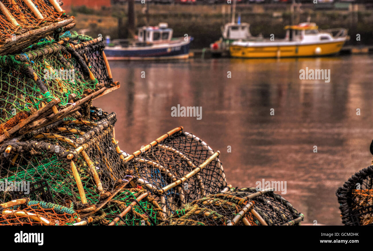 Lobster and Crab fishing pots Stock Photo