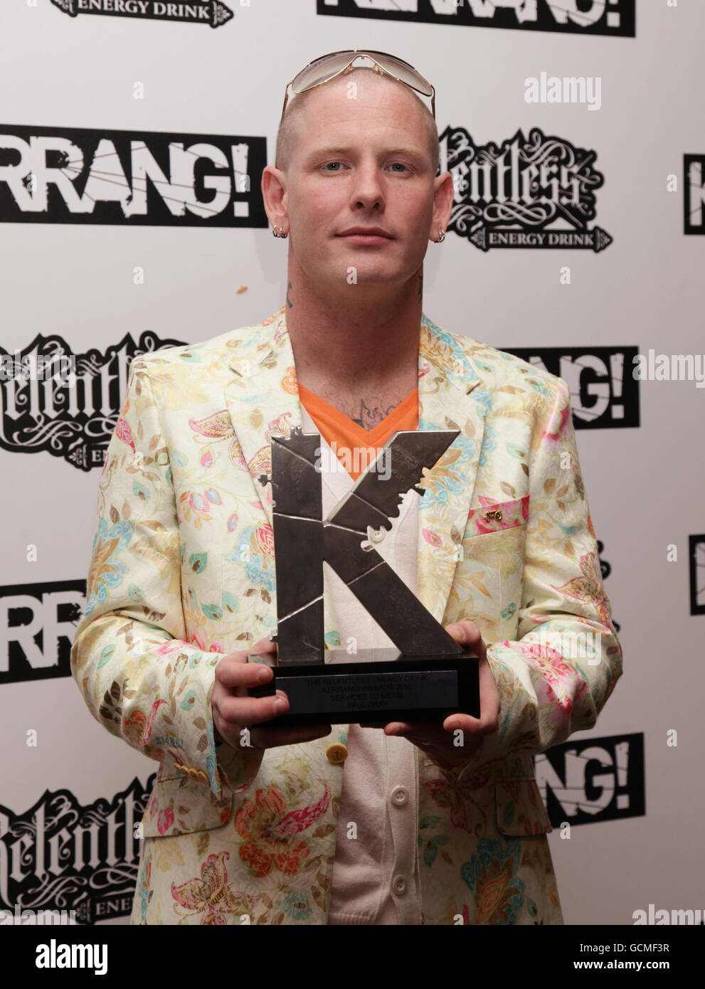 Corey Taylor of Slipknot with the Kerrang! Services to Metal Award at