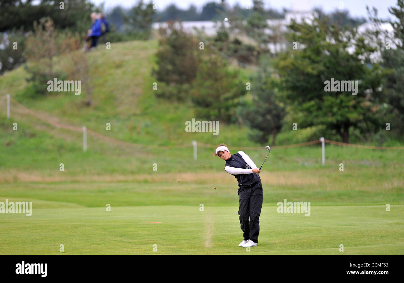 England's Kelly Tidy plays from the first fairway during the second round of the Ricoh Women's British Open at the Royal Birkdale Golf Club, Southport. Stock Photo
