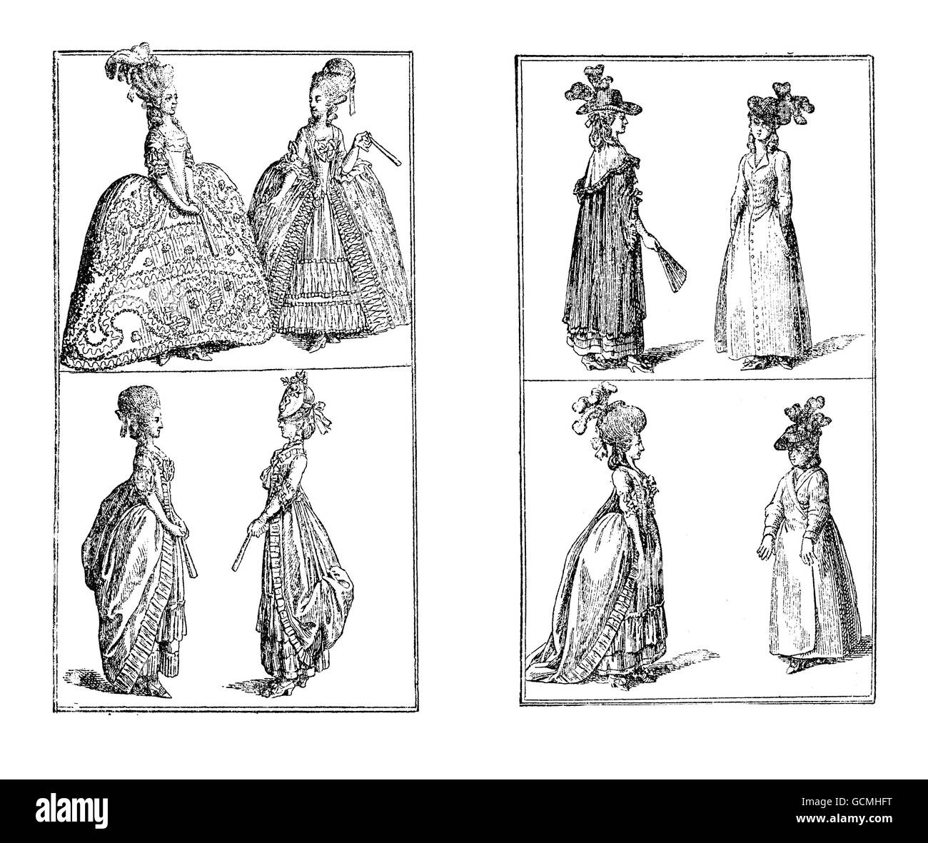 Berlin ladies fashion, early XVIII century Stock Photo