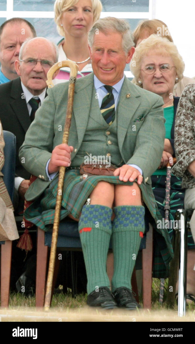The Prince of Wales watches the Mey games in Sutherland, Scotland. Stock Photo