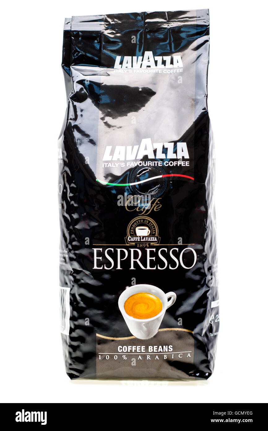 Sealed bag of Lavazza Espresso Arabica coffee beans Stock Photo Alamy