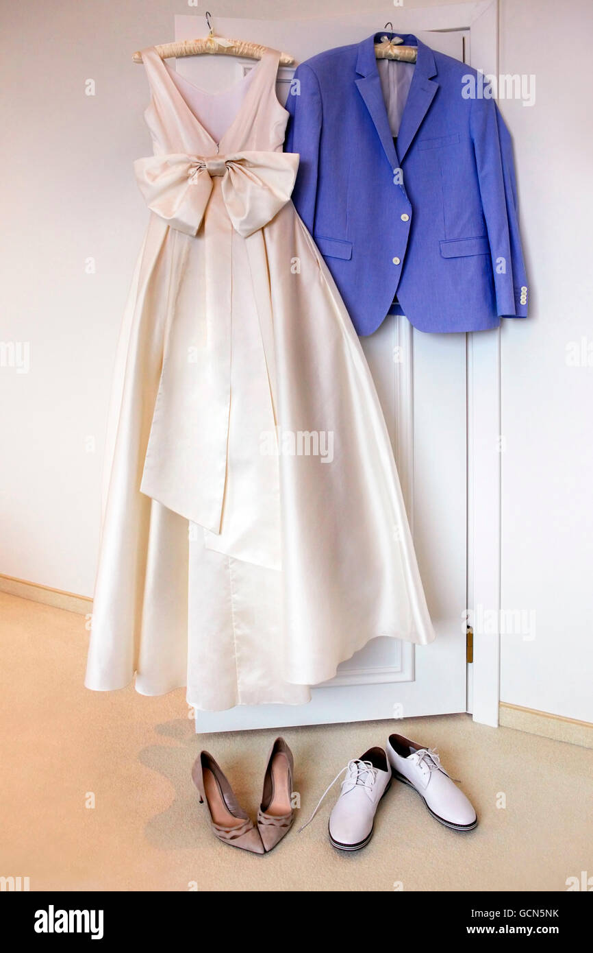 Wedding accessories dress for the bride, for the groom jacket and