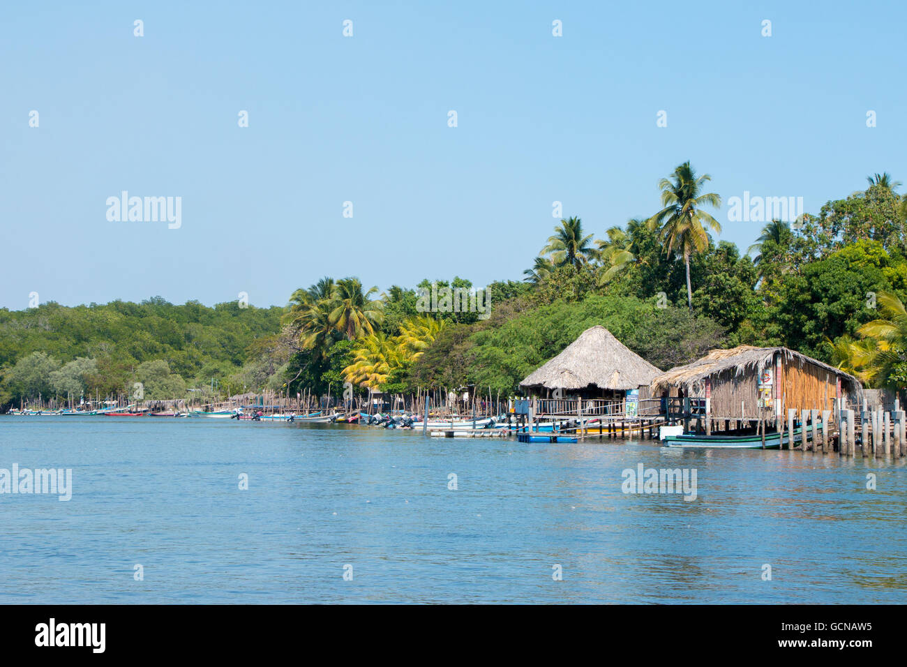 A boat ride from La Puntilla near Costa del Sol in El Salvador is this forgotten paradise! Stock Photo