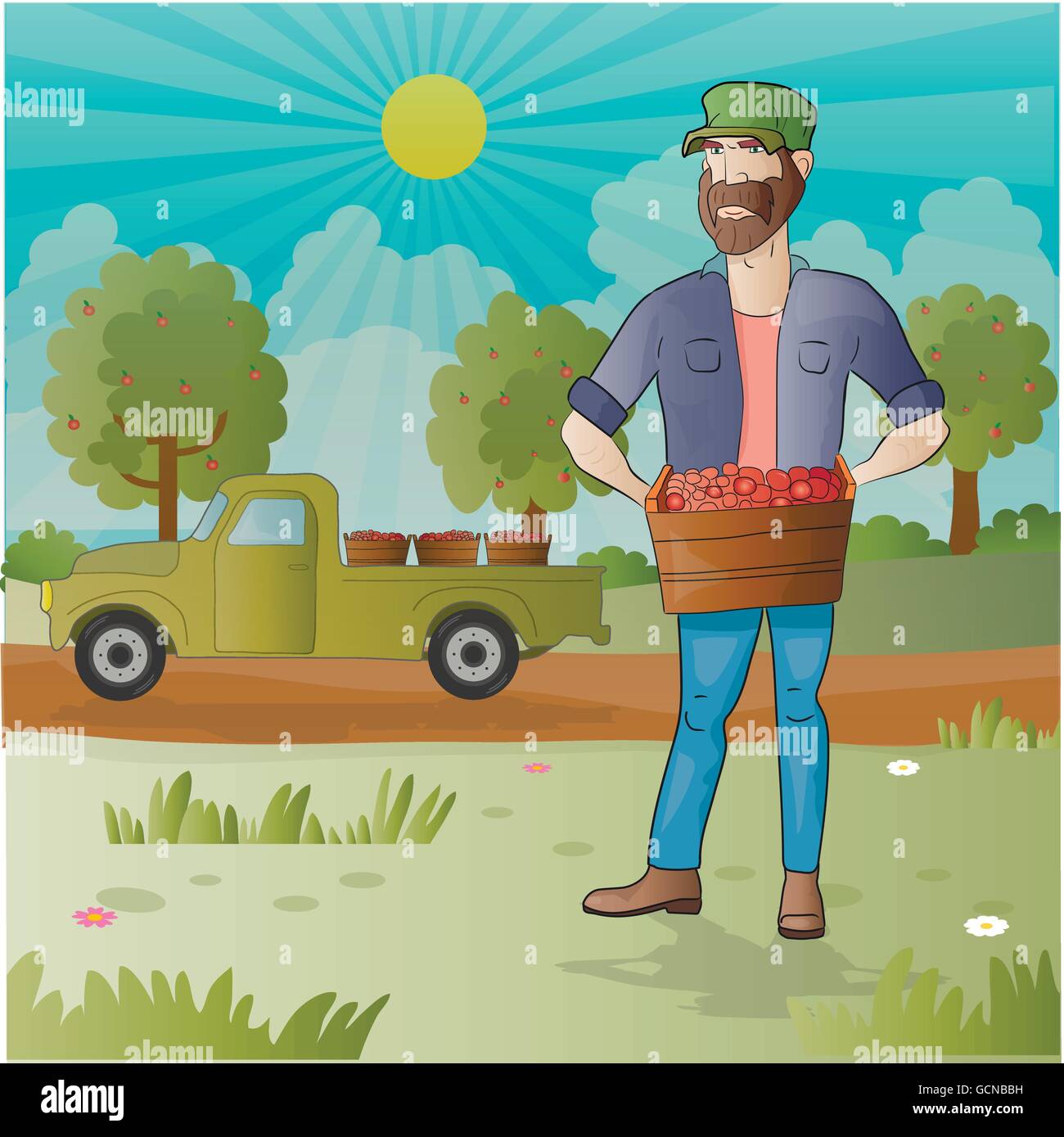 Middle aged farmer Stock Vector Images - Alamy