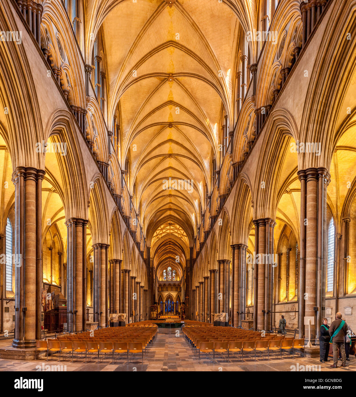 Inside the cathedral at Salisbury, home of the Magna Carta. Stock Photo