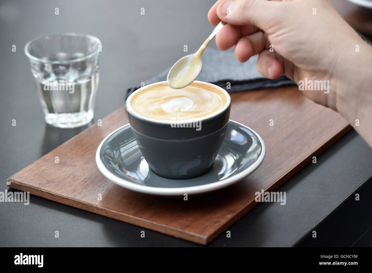 Espresso coffee maker barista style Stock Photo Alamy