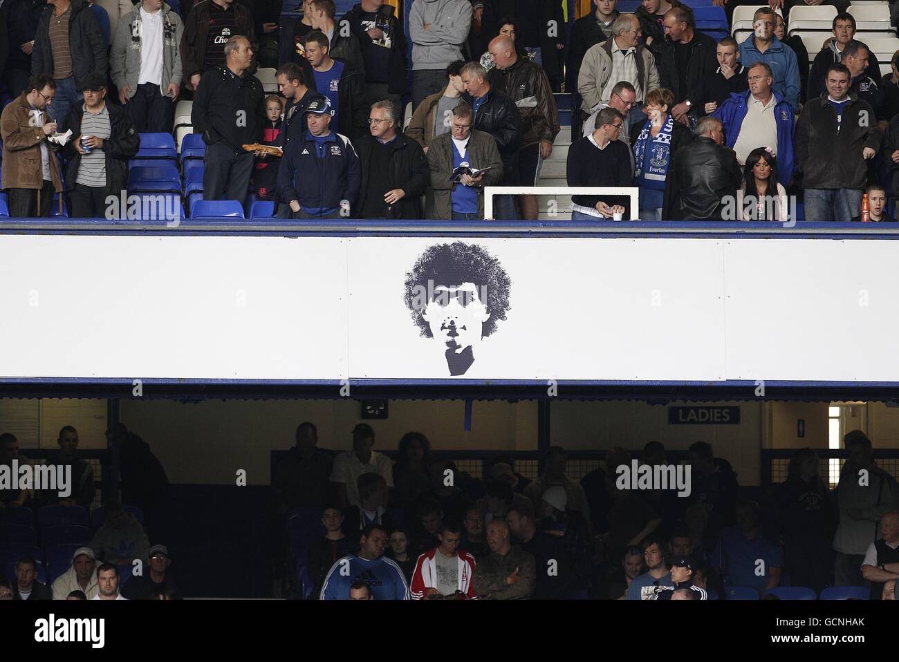 Soccer - Barclays Premier League - Everton v Manchester United - Goodison Park. A portrait of Marouane Fellaini on the Gwladys Street stand. Stock Photo