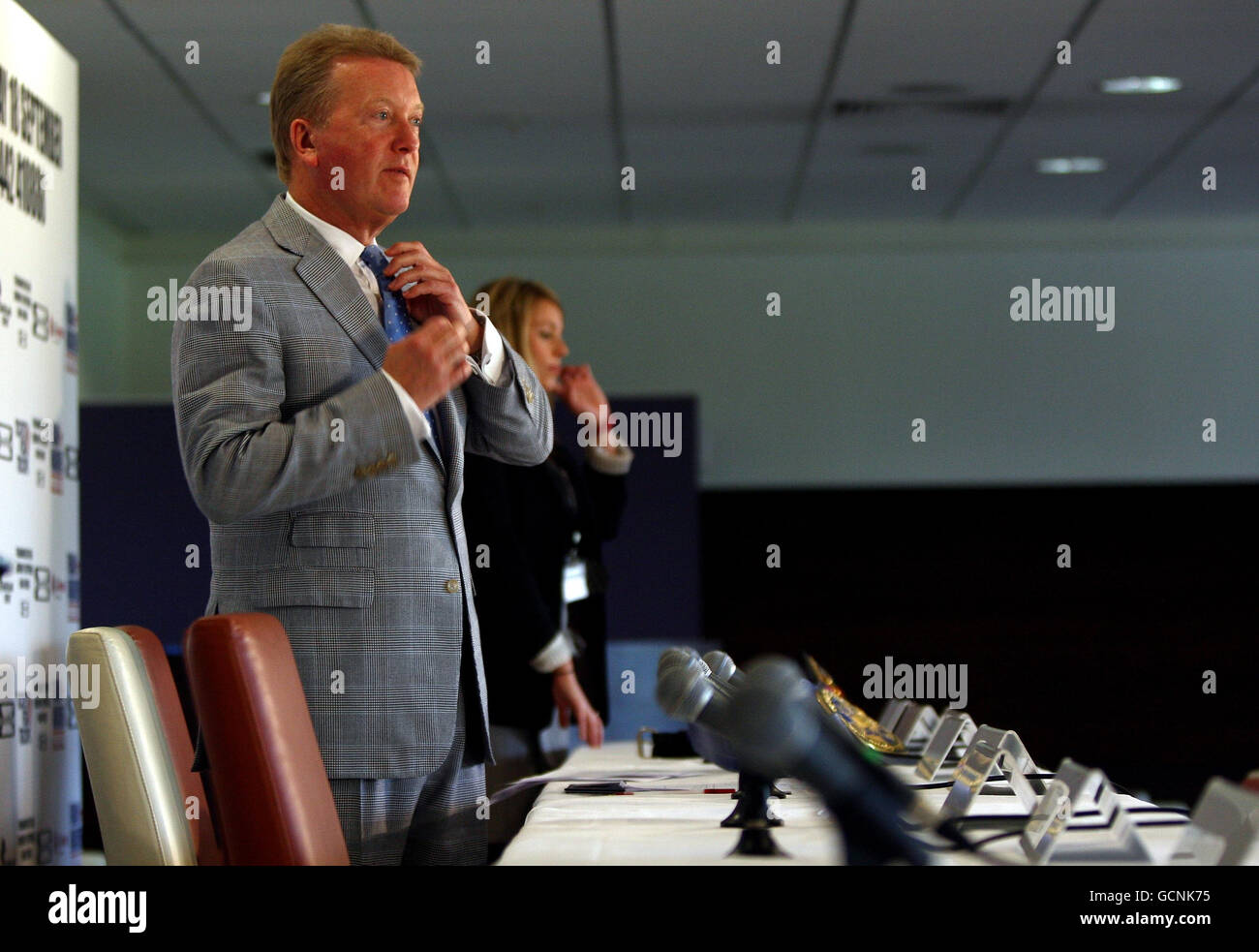 Promoter Frank Warren during the head-to head at the LG Arena, Birmingham. Stock Photo