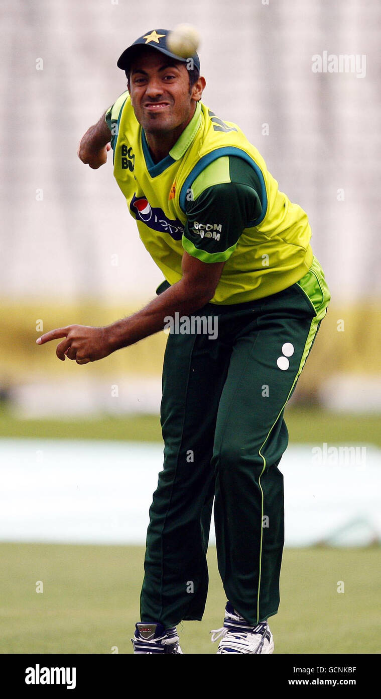 Pakistan's Wahab Riaz during a nets session at the Brit Insurance Oval, London. Stock Photo