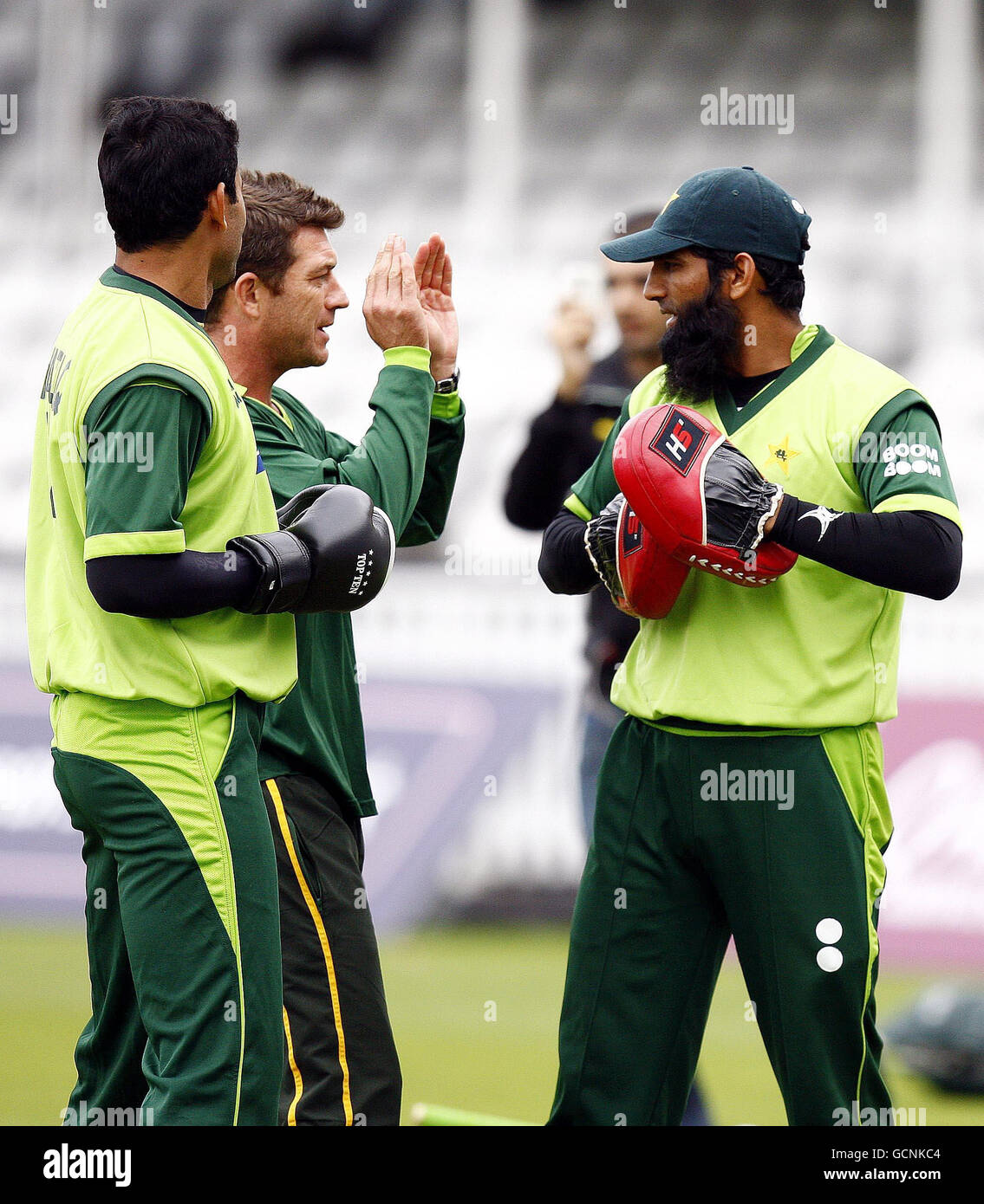 Pakistan's Mohammad Yousuf (right) during a nets session at the Brit Insurance Oval, London. Stock Photo
