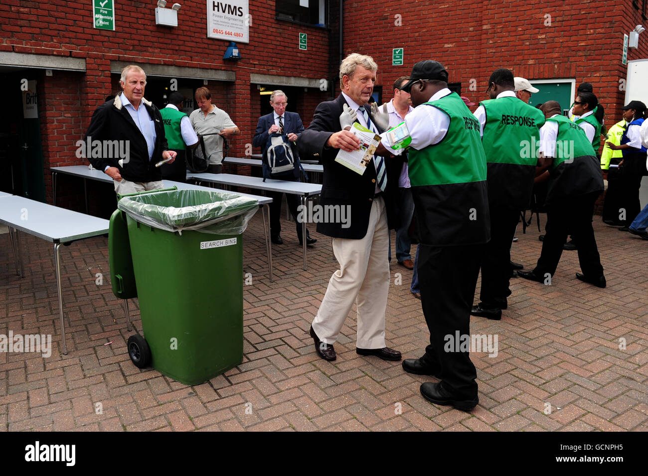 Spectators are searched by security as they enter the Brit Insurance Oval Stock Photo