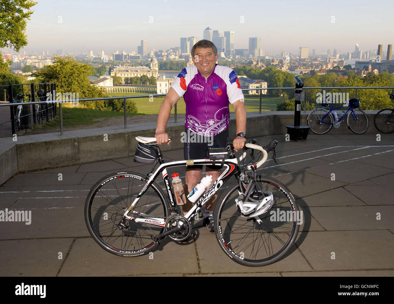 Graham Taylor at the Greenwich Observatory in London before taking part in the Pedal To Paris