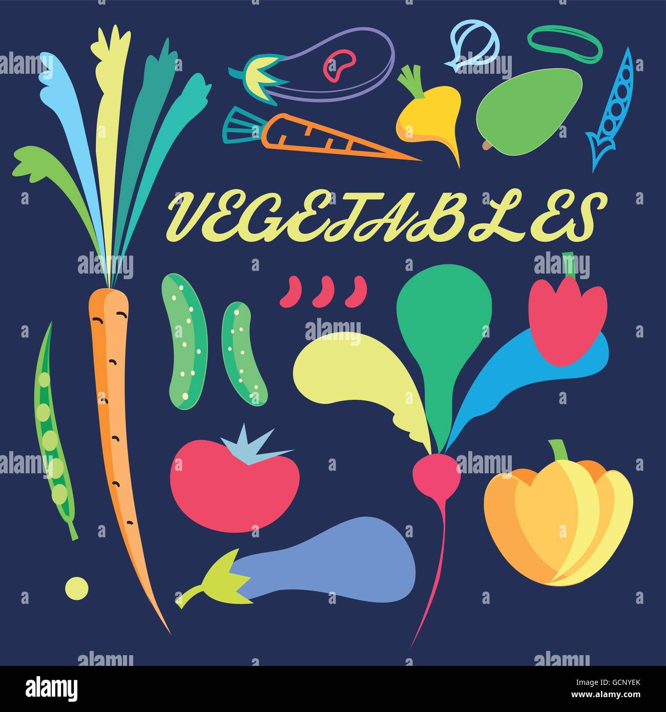 Beautiful vector illustration with vegetables and fruits Stock Vector ...