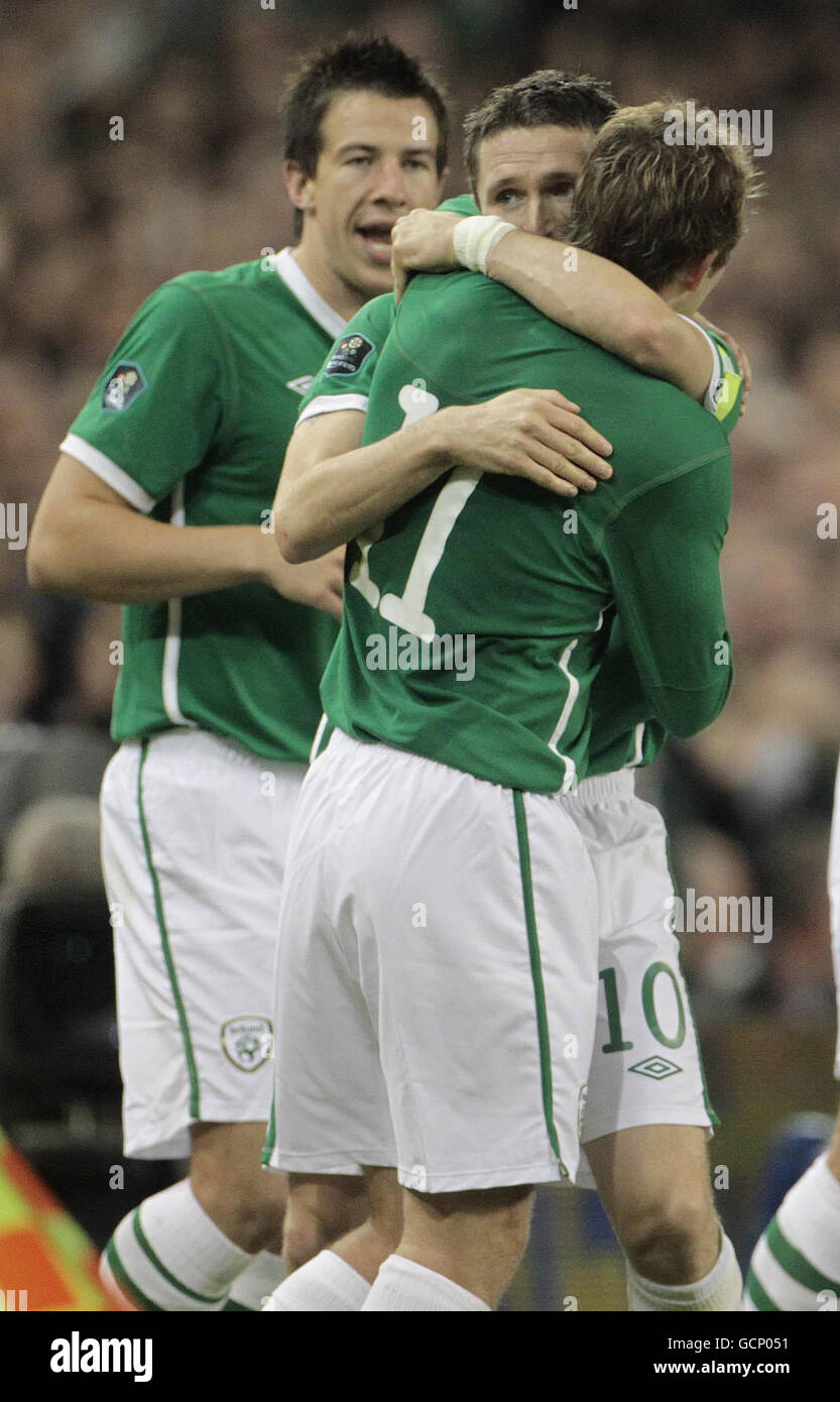 Soccer - UEFA Euro 2012 - Qualifying - Group B - Republic of Ireland v Andorra - Aviva Stadium. Ireland Robbie Keane celebrates his goal during the UEFA Euro 2012 Qualifying match at the Aviva Stadium, Dublin. Stock Photo