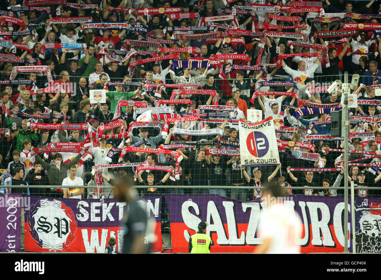 Red salzburg fans show their support in the stands hi-res stock and images - Alamy
