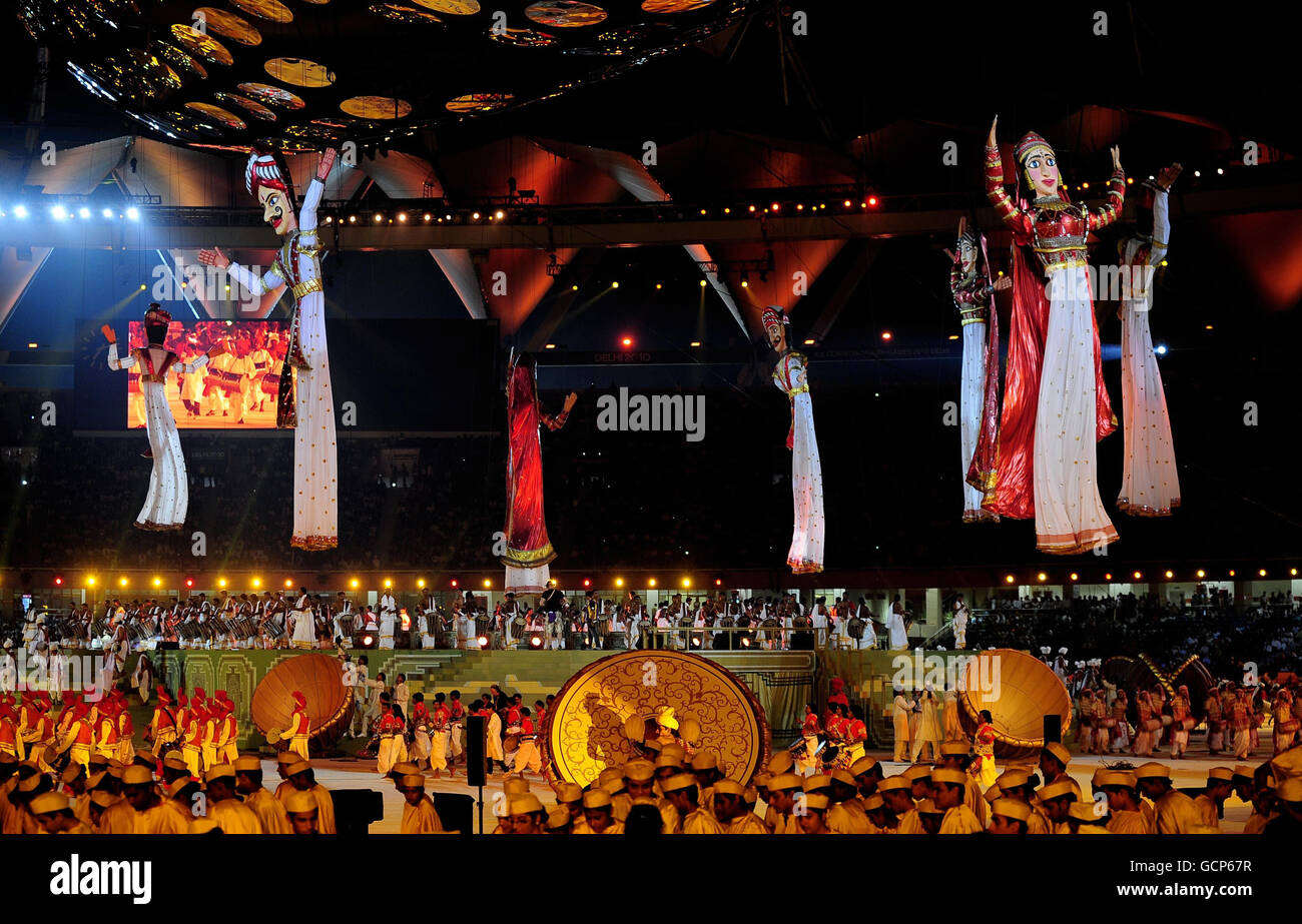 Sport - 2010 Commonwealth Games -Opening Ceremony - Delhi. Performers during the opening ceremony at the Jawaharlal Nehru Stadium in New Delhi, India. Stock Photo