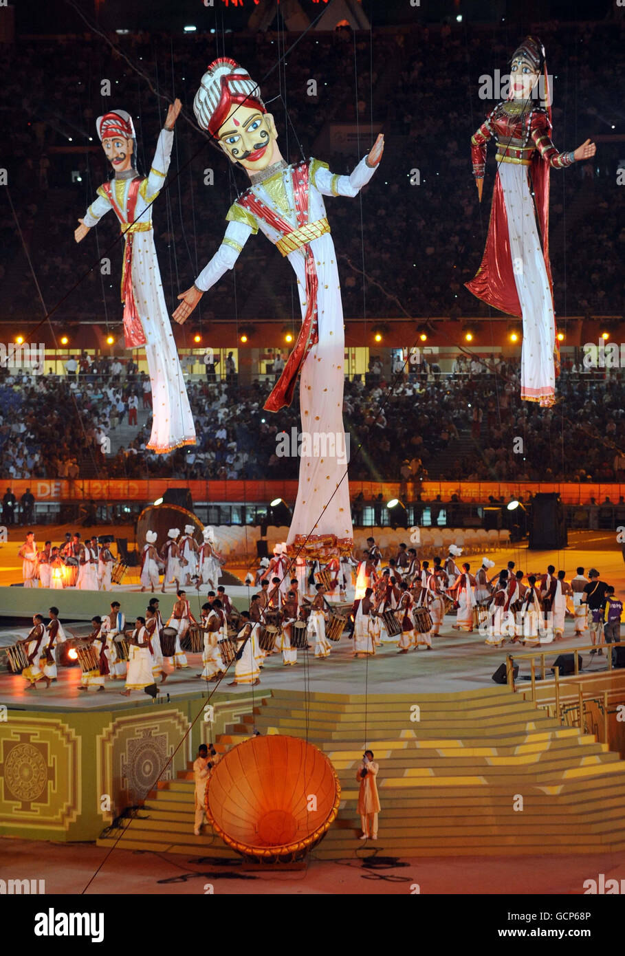 The opening ceremony of the 2010 Commonwealth Games takes place at the Jawaharlal Nehru Stadium in New Delhi, India. Stock Photo