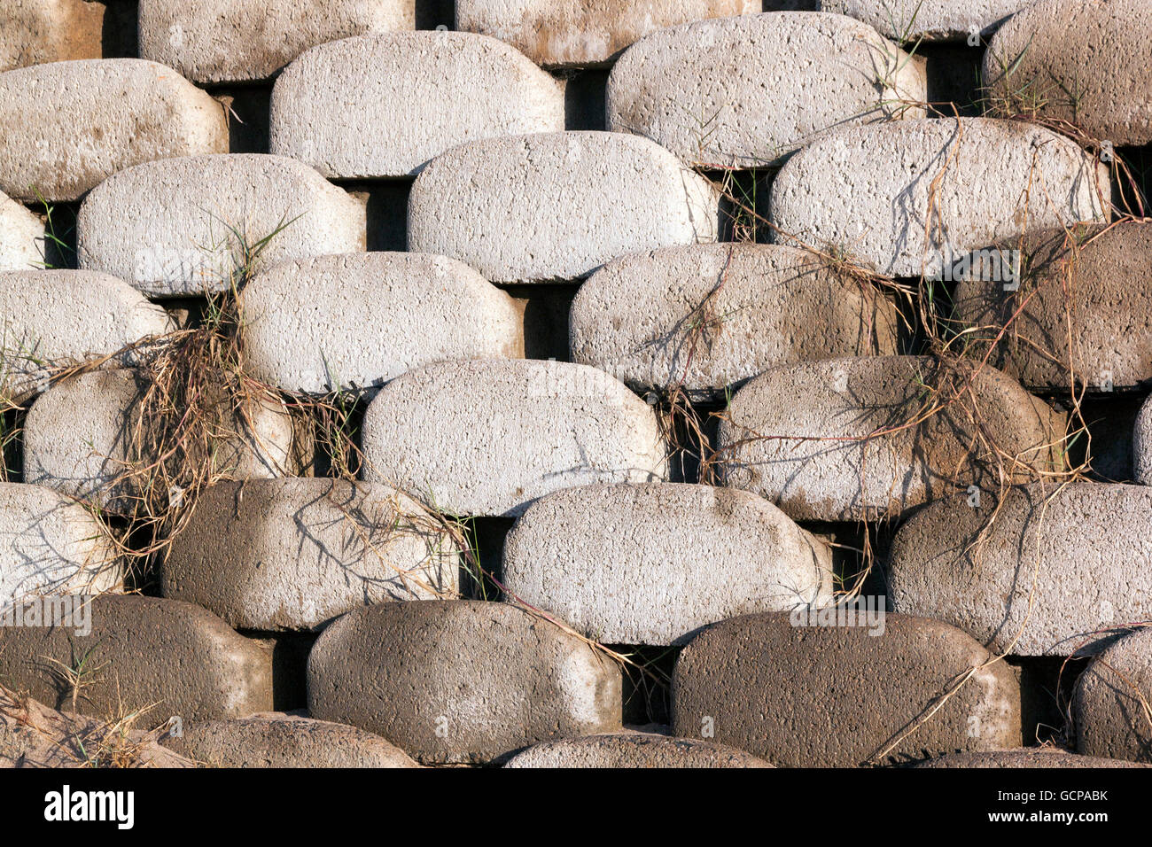 Close up patterns and textures of curved interlocking concrete