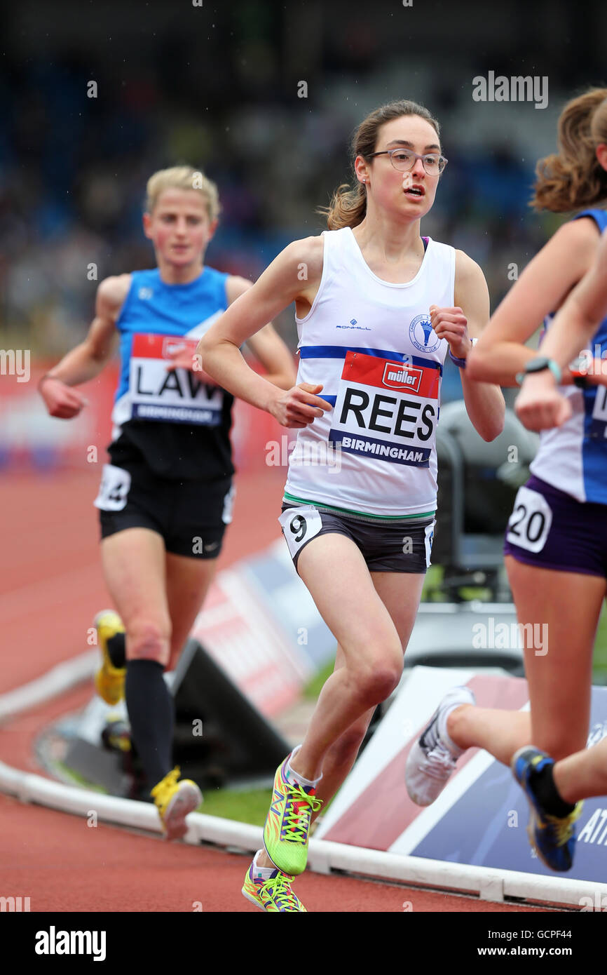 Holly REES running in the Women's 5000m - Final, 2016 British Championships, Birmingham Alexander Stadium UK. Stock Photo