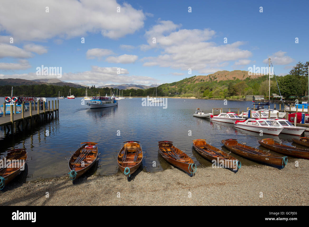 Waterhead Ambleside Lake Windermere traditional wooden rowing boats