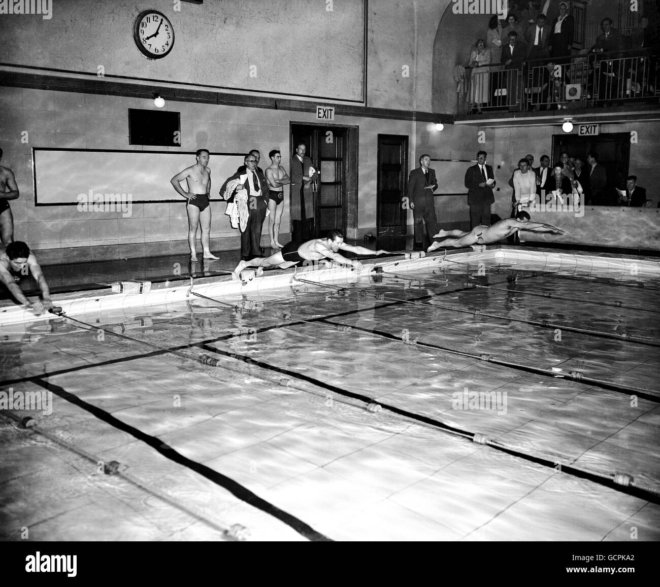 Swimming - London Transport Gala - Seymour Hall Baths. The start of event 10. Stock Photo