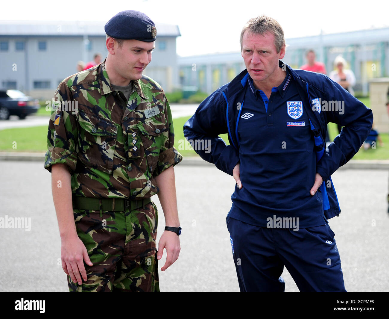 Soccer - England Under 21's Visit to Colchester Barracks Stock Photo