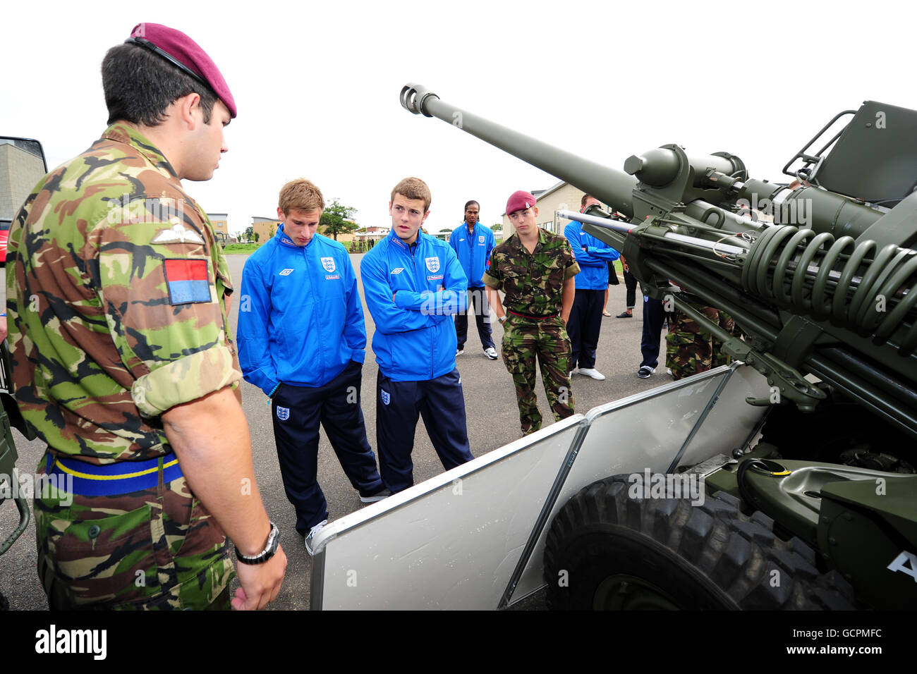 Soccer - England Under 21's Visit to Colchester Barracks Stock Photo