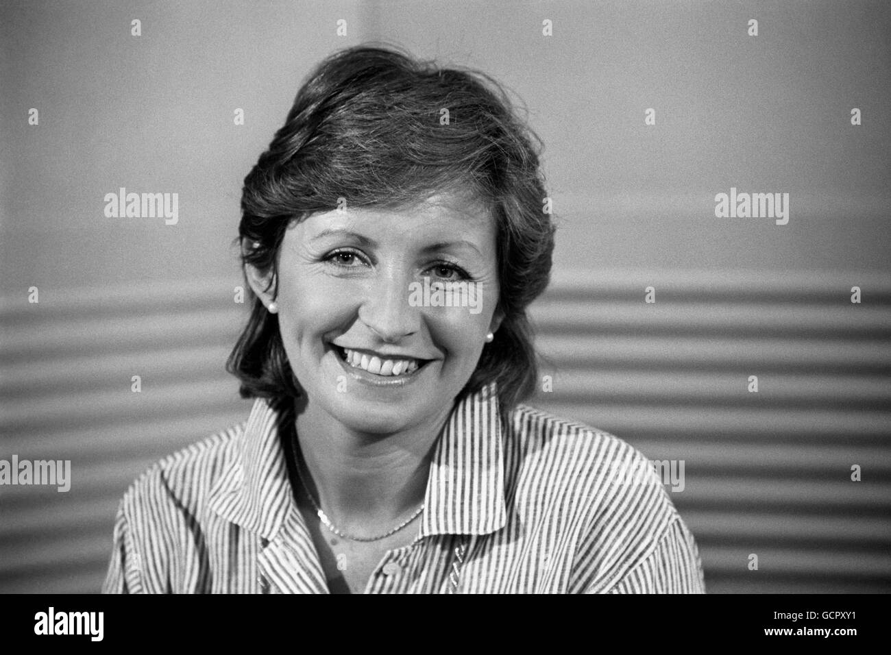 Television - BBC1 Nine O'Clock News. TV presenter Sue Lawley before making her BBC1 Nine O'Clock News debut. Stock Photo