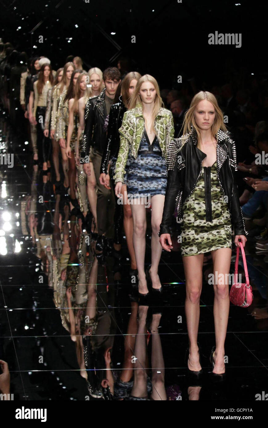 Models on the catwalk during the Burberry Prorsum Spring Summer London Fashion Week show at Chelsea College of Art and Design in London Stock Photo Alamy