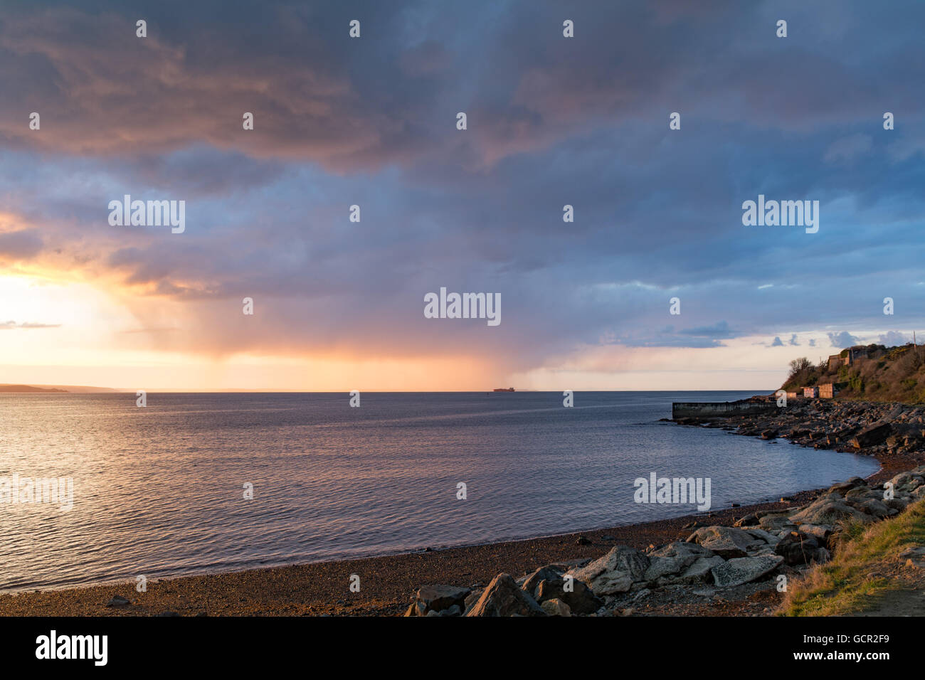 Cloudy sunrise over Mounts Bay Stock Photo Alamy