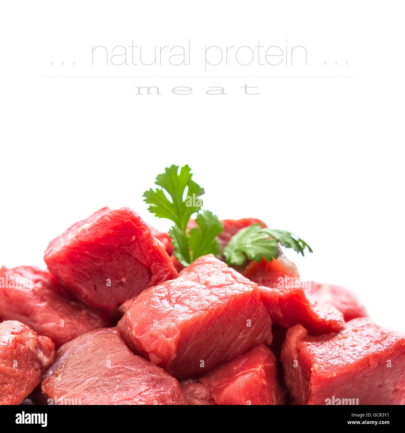 Pile of juicy beef cubes, macro close up, soft focus Stock Photo Alamy