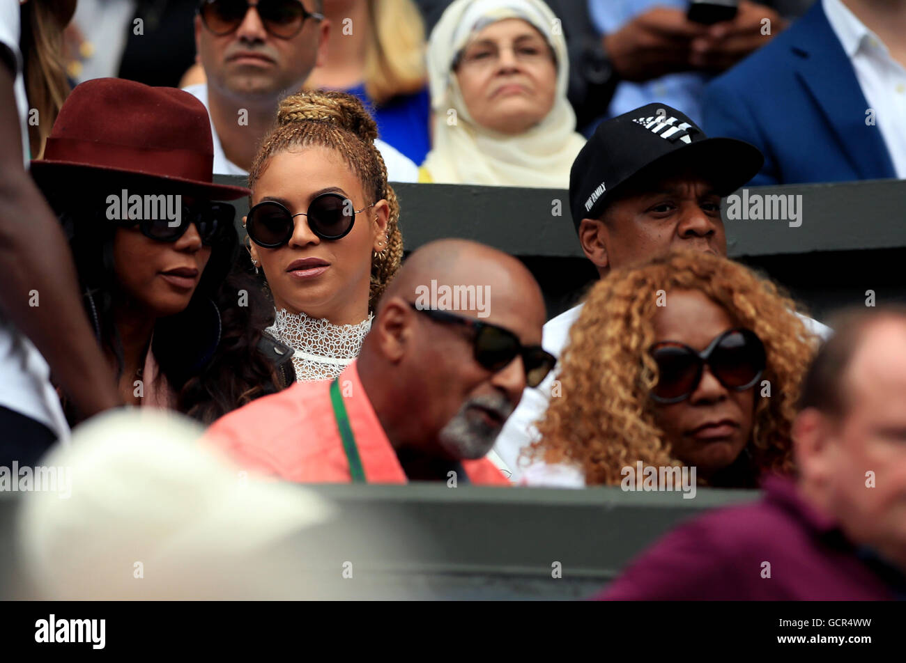 Jay Z (right) and Beyonce in Serena Williams players box on day twelve ...