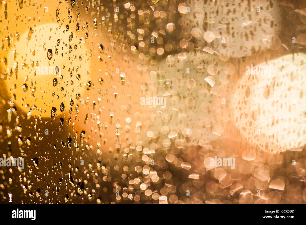 Closeup of a rain or water drops on a window glass Stock Photo