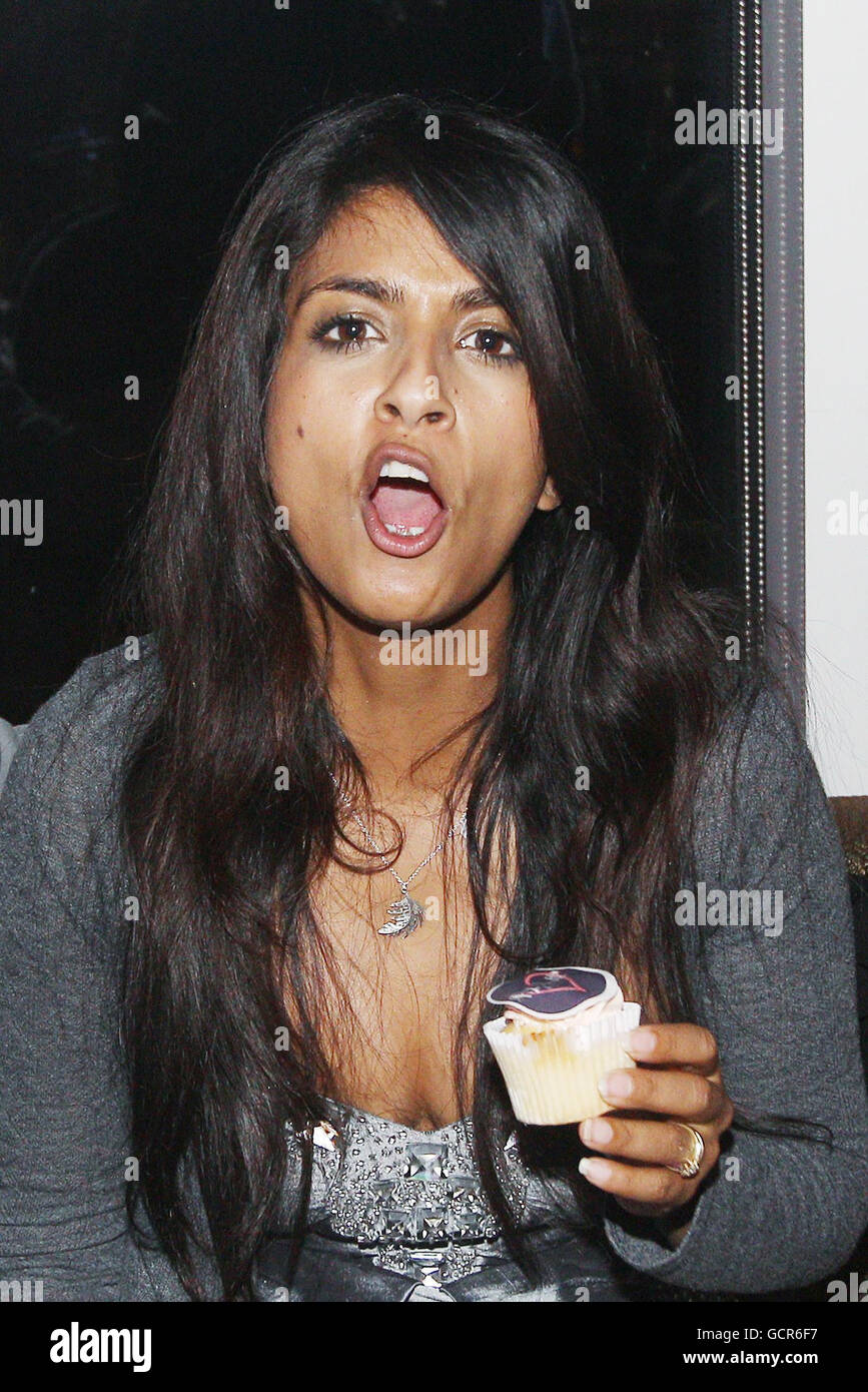 Konnie Huq with a Pixie Lott cupcake at Gilgamesh, in Camden, north