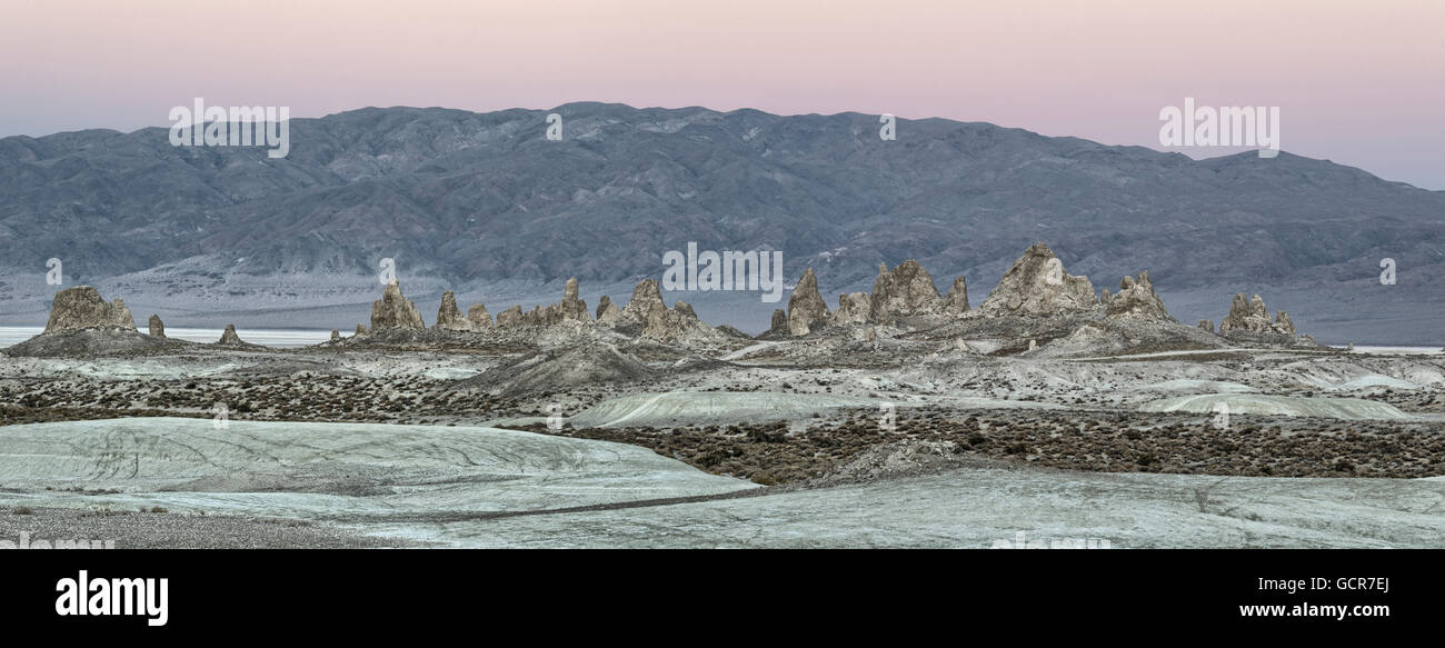 Trona Pinnacles in twilight, Searles Valley, California Stock Photo