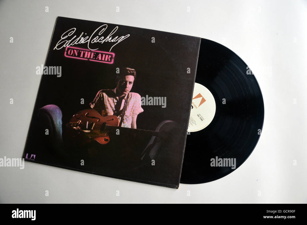 1950's Rock and Roll Star Eddie Cochran's 'On the Air' Album Record Cover by United Artists Stock Photo