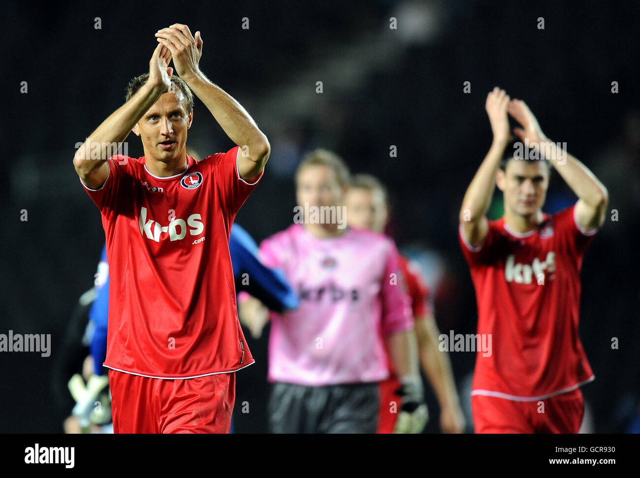 Charlton Athletic's Paul Benson applauds the fans after the game Stock Photo
