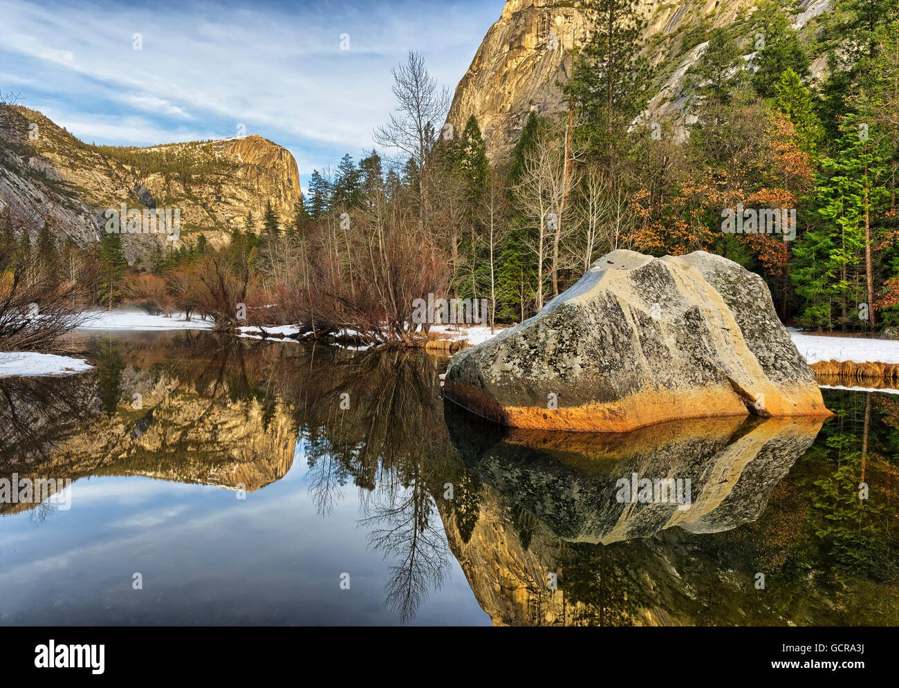 Reflections in Mirror Lake, Yosemite National Park, California Stock Photo
