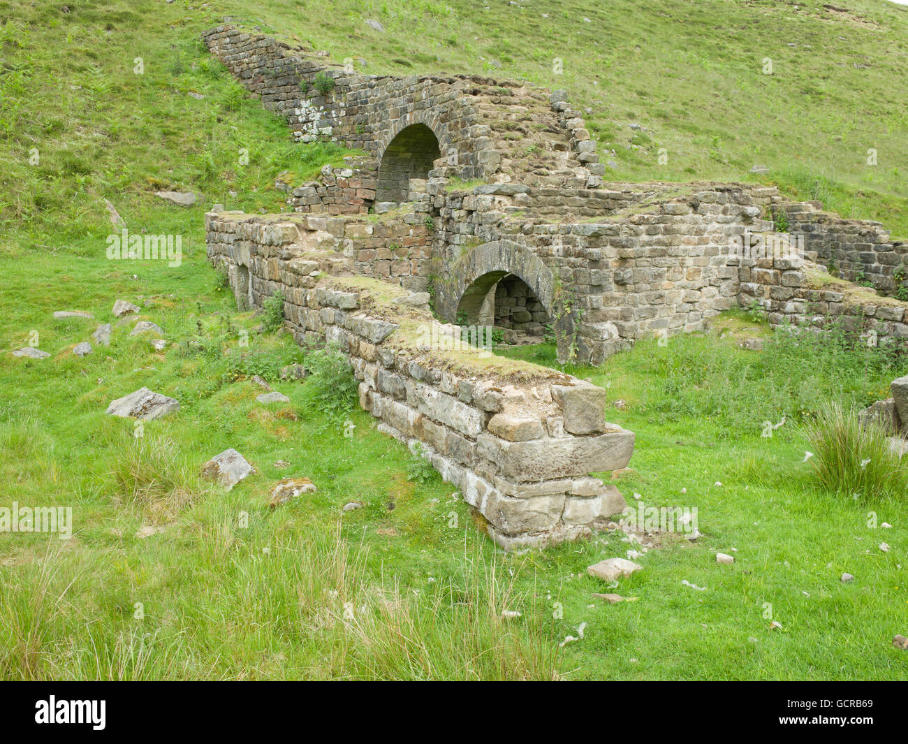 Remains of old Lead Mines, Cockhill mine Greenhow, Yorkshire Dales, UK Stock Photo