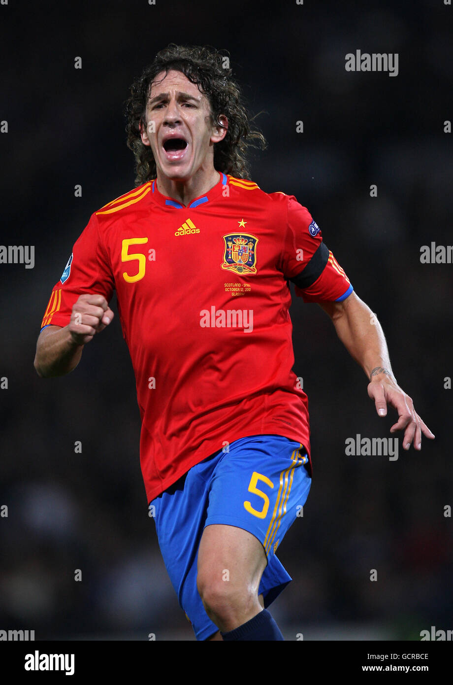 Soccer - UEFA Euro 2012 - Qualifying - Group I - Scotland v Spain - Hampden Park. Carles Puyol, Spain Stock Photo